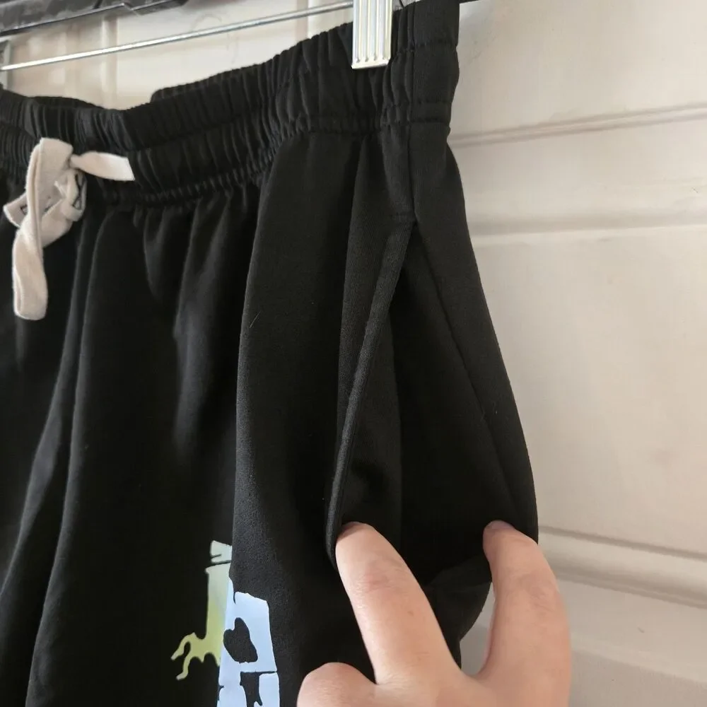 News Shorts Mens Small Black Graphic Drawstring Athletic Streetwear W29